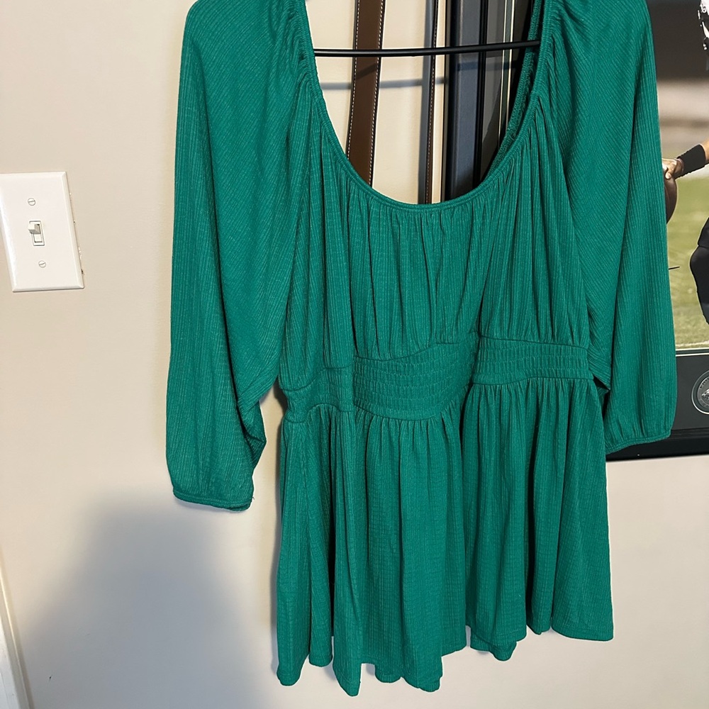 Emerald Green Flowy Blouse